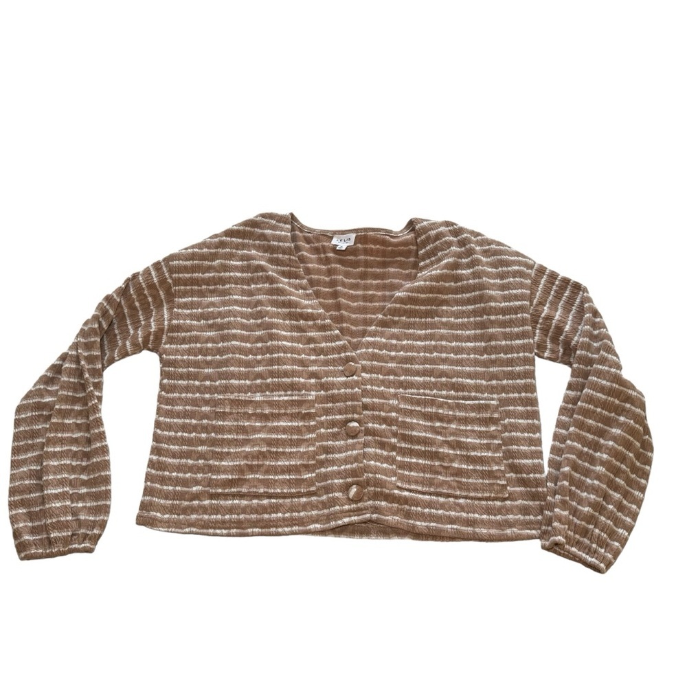 Lelis Collection striped cropped button sweater